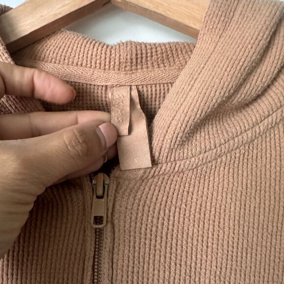Skims Brown Loungewear Cropped Hoodie Zip up Sweatshirt Size Small - Picture 3 of 5